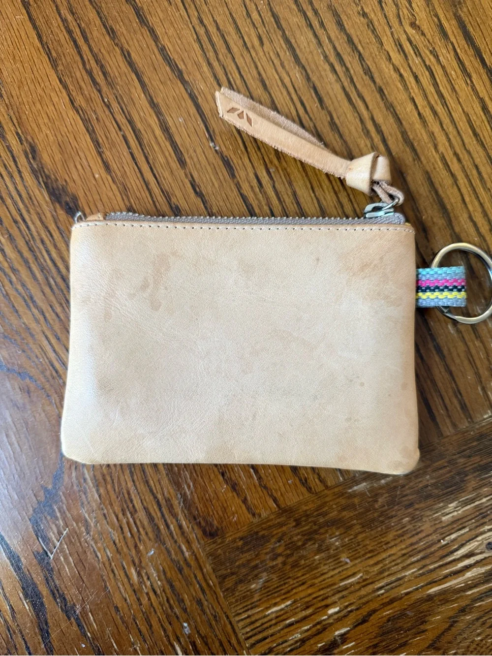 Consuela Tan Leather Zip Pouch with Keyring